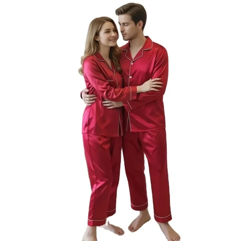 2-Piece-Long-Sleeve-and-Pants-Luxury-Satin-Pajamas-Couples-Sleepwear-for-Men-and-Women-Plus-Size