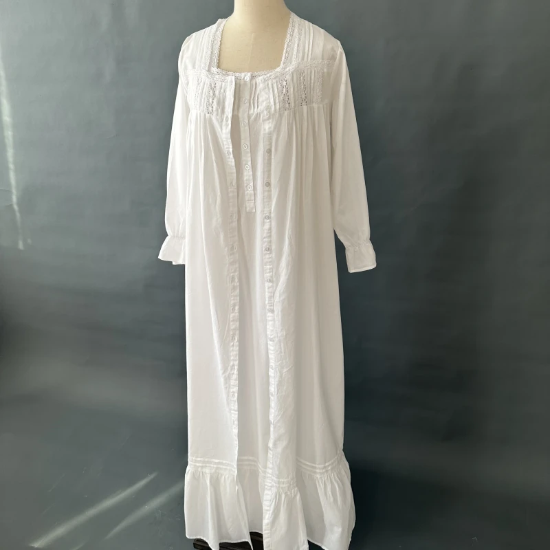 2 Piece White Cotton Nightdress Set
