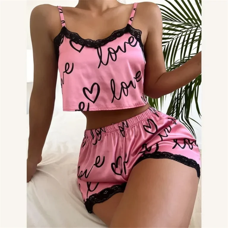 2-Pieces-Set-Womens-Pajama-Shorts-Suit-Homewear-Print-Underwear-Sexy-Lingerie-Camisoles-Tanks-Nighty-Ladies-Sleepwear