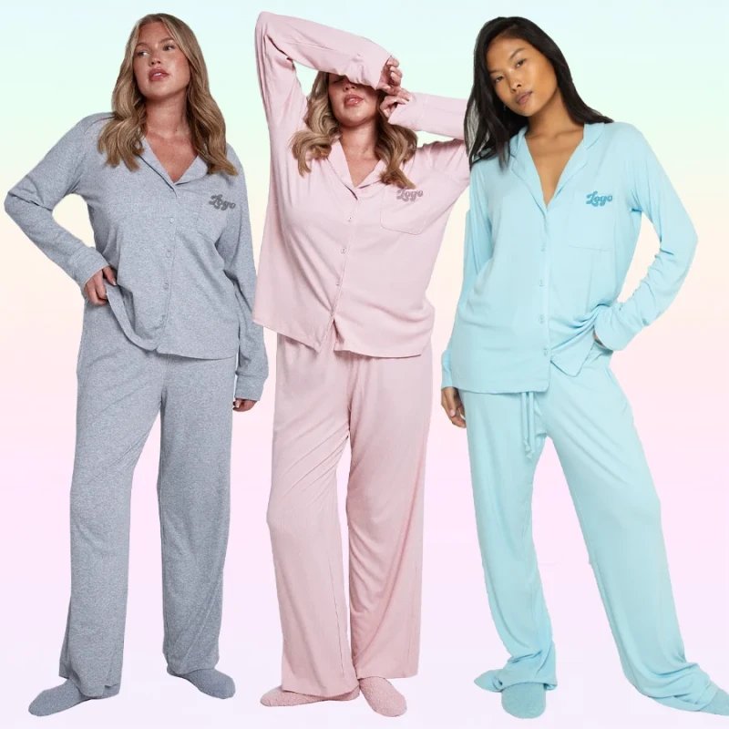 2504 Women Sleepwear Custom Printing Pijamas Modal Cotton Pjs Pajamas for Women Set Soft Lounge Wear Piece Women Pajamas