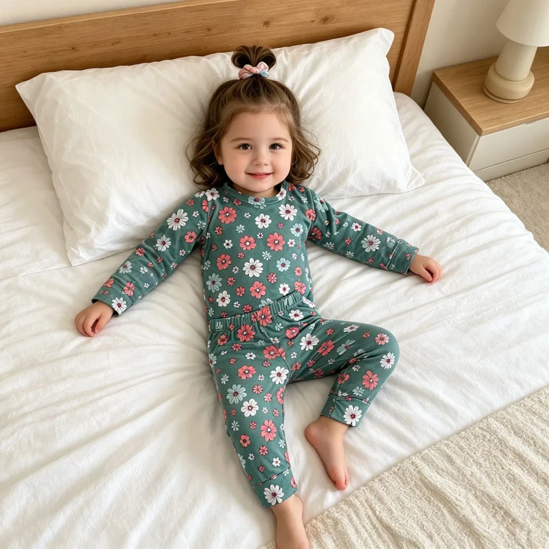 3-7 Day Customizable Factory Children's Clothing Toddler Child Cotton Pajama Set Long Sleeve Girls Clothing Set