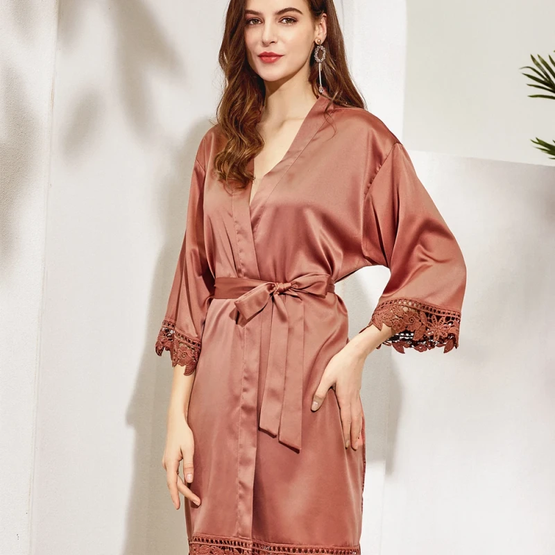 3031 Lace Nighty Femme Pajamas Sexy Robes Satin Women's Sleepwear