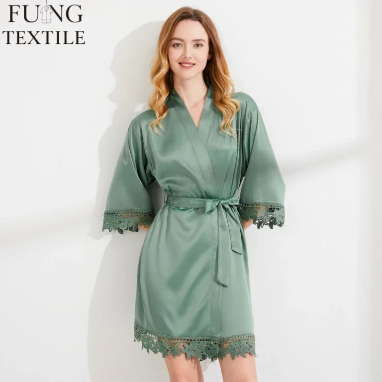 3031-Polyester-Spandex-Womens-Satin-Plus-Size-Solid-Casual-Robes-Sexy-Lace-Nightwear