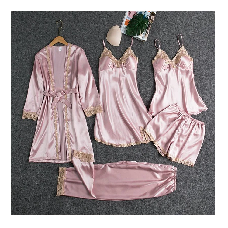5pcs-Plus-Size-Night-Gowns-Sexy-Sleepwear-Suit-Lace-Satin-Nightdress-for-Women-Set-Sex-Sleep-Wear-Soft-Silk-Pajamas-1