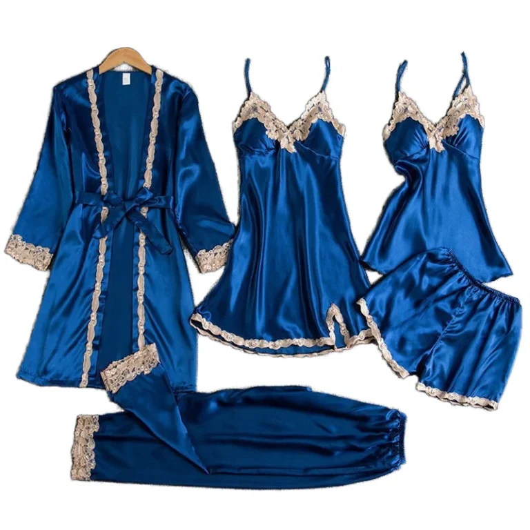 5pcs-Plus-Size-Night-Gowns-Sexy-Sleepwear-Suit-Lace-Satin-Nightdress-for-Women-Set-Sex-Sleep-Wear-Soft-Silk-Pajamas