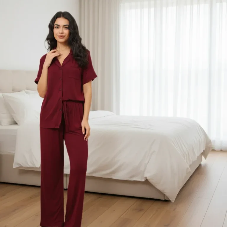 8006-Premium-Jersey-Modal-Womens-PJs-Short-Sleeve-Long-Pants-High-Density-Viscose-Spandex-Outfit