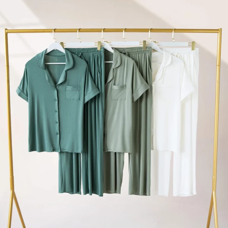 8006-Womens-Simple-Modal-Pajamas-Short-Sleeve-Top-Long-Pants-with-Panties-Loungewear