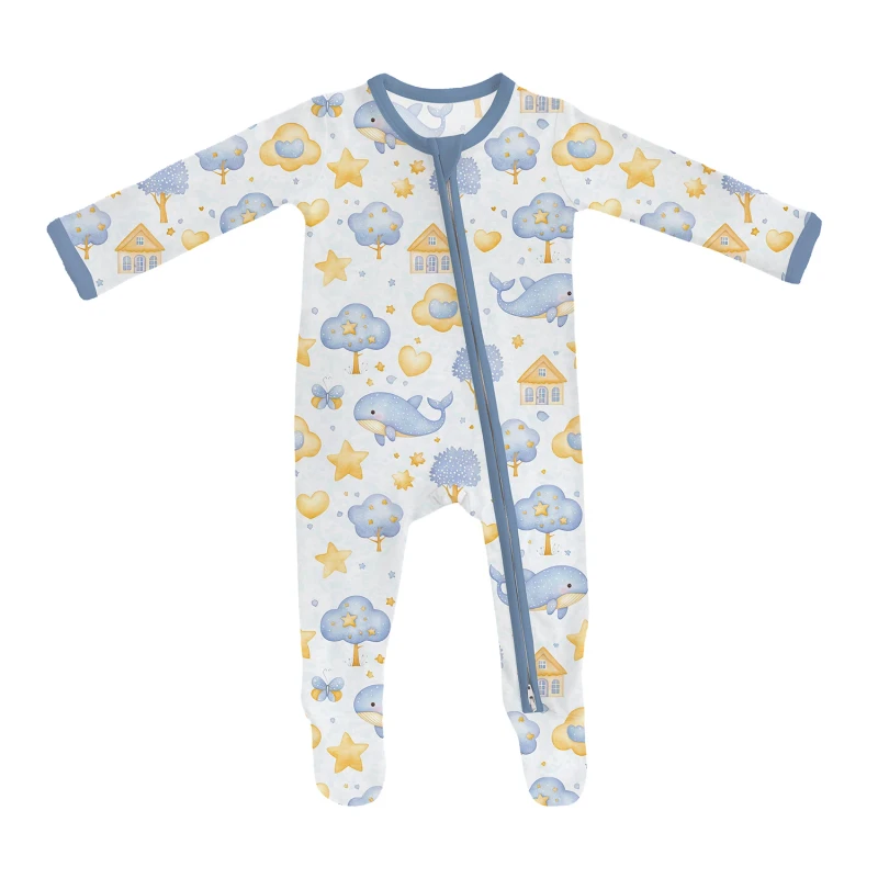95% Bamboo 5% Spandex Footless Baby Infant Kid Children Zipper Pajamas Romper Onesie Toddler Sleepwear