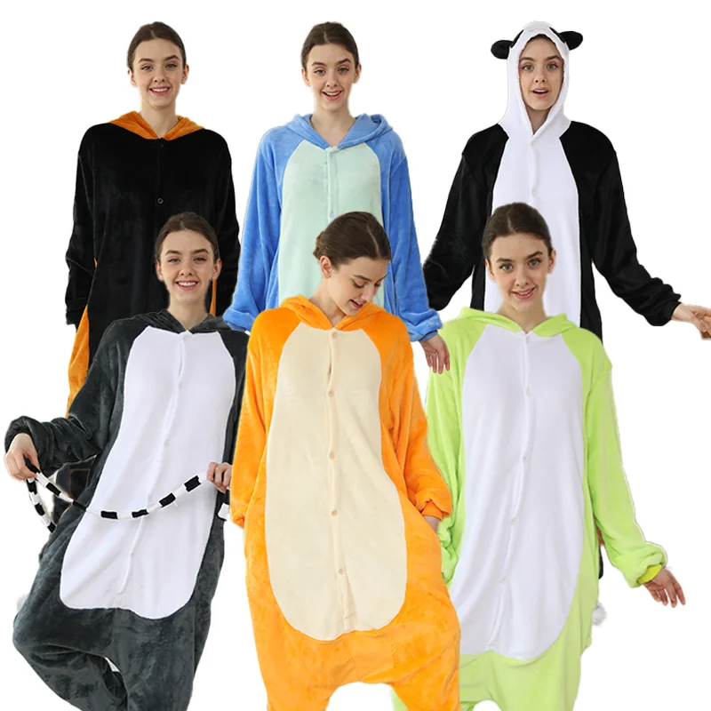 Adult Onesie Pijamas Hooded Cartoon Animal Deer Polar Kigurumi Women Men Sleepwear Pajamas