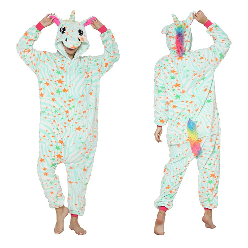 Adult Onesie Women Pajamas Animal Cosplay One Piece Sleepwear Child Boy Girl Jumpsuit Unicorn