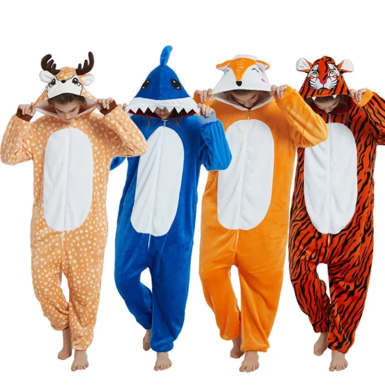 Adult-and-Kids-Animal-Jumpsuit-Sleepwear-Customized-Flannel-Cartoon-Pajamas-Onesie