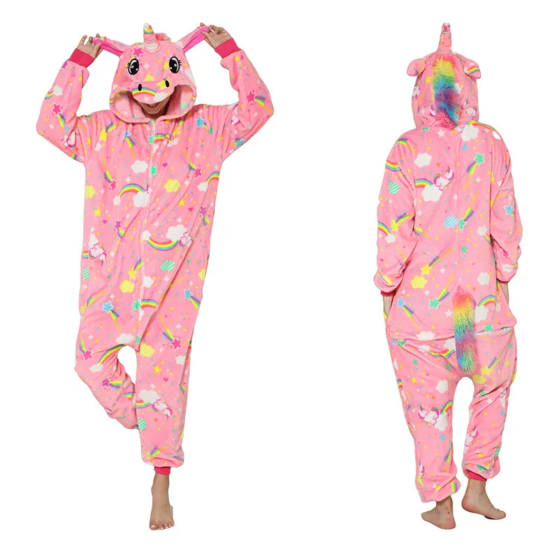 Adults Animal Onesie Panda Pajamas Set Sleepwear Women Kids Winter Unisex Unicorn Costume Cartoon Flannel Totoro Pajamas