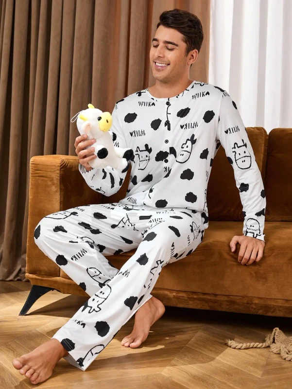 Adults Onesie One-Piece Long Sleeve Winter Men Pajama Jumpsuit