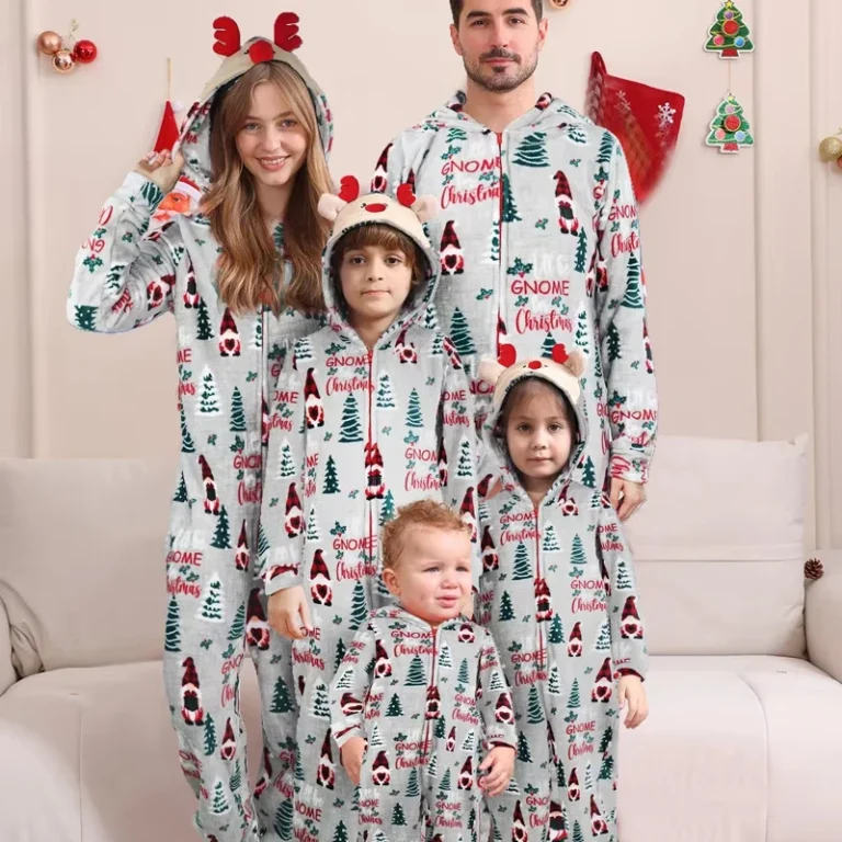 All-Gnome-Printed-Flannel-Christmas-Jumpsuit-PJS-Hooded-Zippered-Thermal-Onesie-for-XMAS-Family-Matching-Outfit-for-Dropshipping