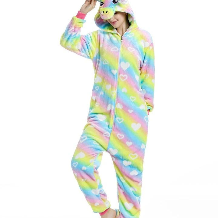 Animal Onesie Flannel Fleece Pajamas Homesuit Lovely Hooded Pajamas Women 100 Percent Polyester Adults Winter Jumpsuits Knitted 500 PCS