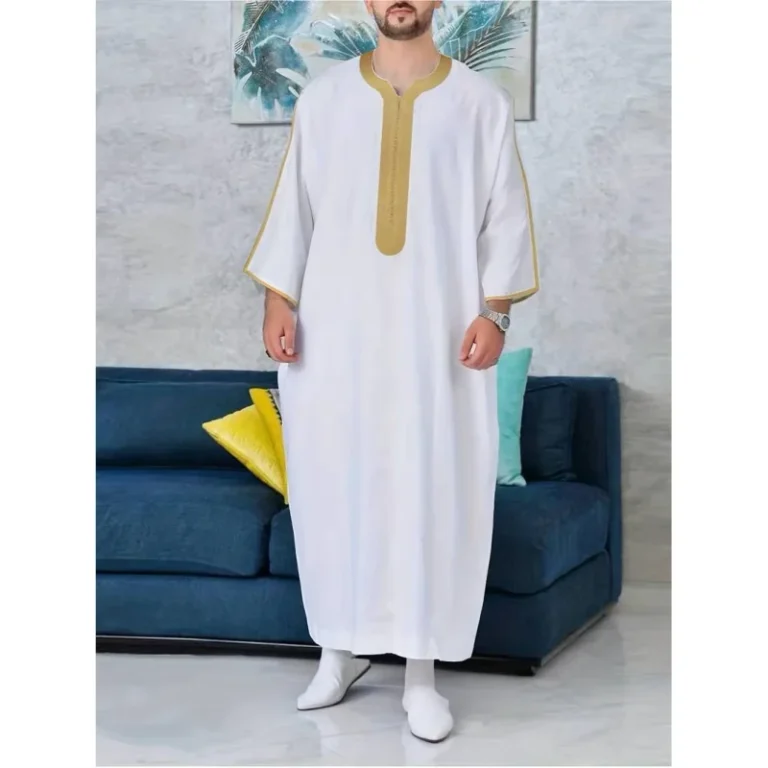 Arab-Mens-Plus-Size-Robe-Muslim-Embroidered-Jubba-Robe-Thobe-Jubba-Thawb