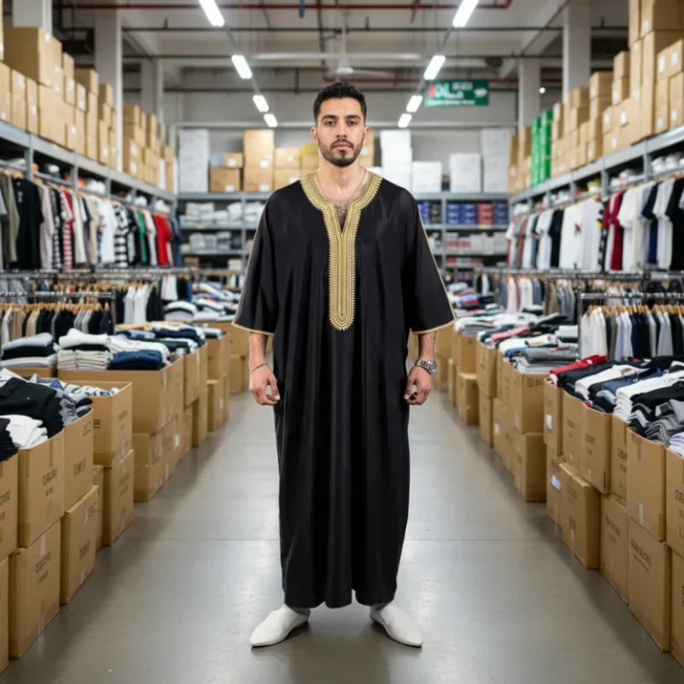 Arabian-Robe-Short-Sleeve-Embroidered-Navy-Blue-Mens-Muslim-Robe-Polyester-Summer-Handwash-Robe