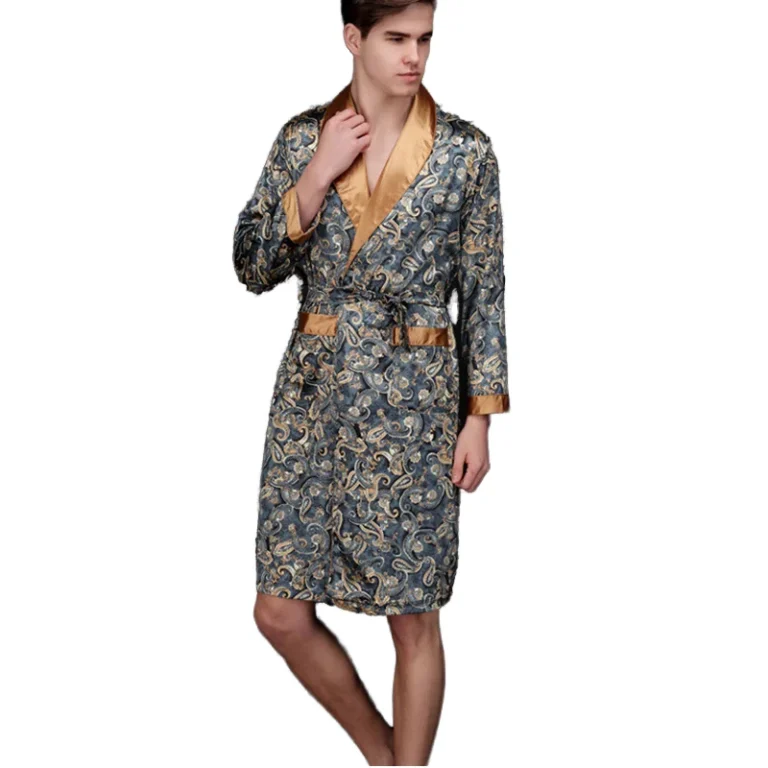 Arrival-Polyester-Silk-Nonwoven-Plain-Dyed-Plus-Size-Mens-Thermal-Breathable-Luxury-Sleepwear-Robes-Long-Sleeve-Shorts