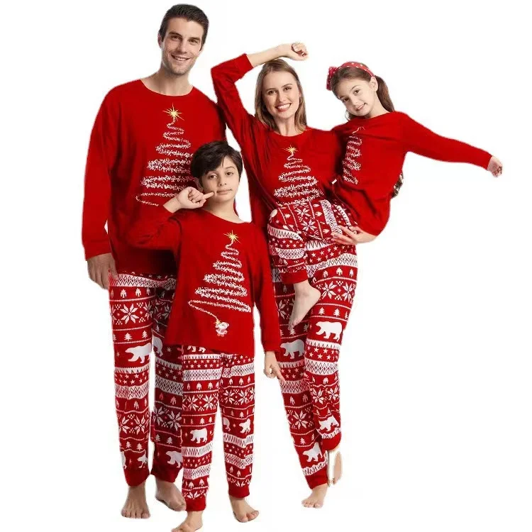 Art-Christmas-Tree-Family-Pyjamas-Santa-Claus-Xmas-PJs-Matching-Christmas-Pajamas-Family-Dog-Clothes-Bags