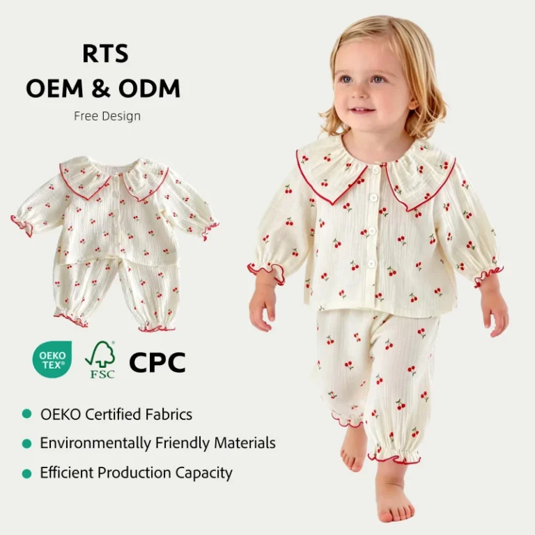 Autumn-Baby-Girl-Pajamas-Set-Split-Two-piece-Long-Sleeve-Western-Style-Home-Clothes-100-Cotton-Breathable