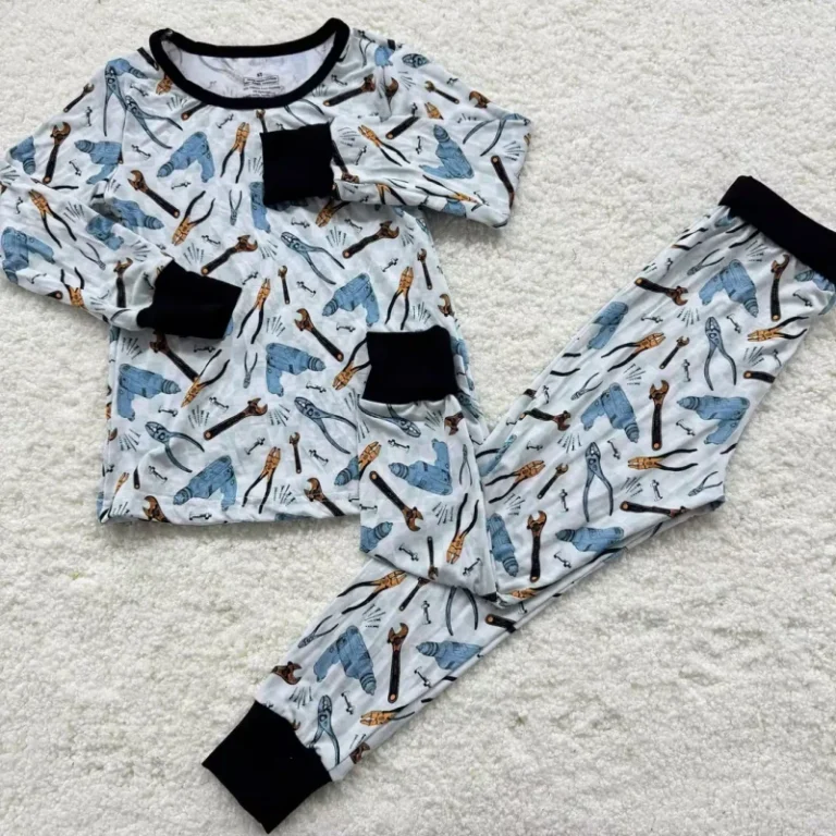 Autumn-Cartoon-Baby-Bamboo-Hoodie-T-Shirt-Pajamas-2-Piece-Breathable-European-American-Style-Set-Random-Characters