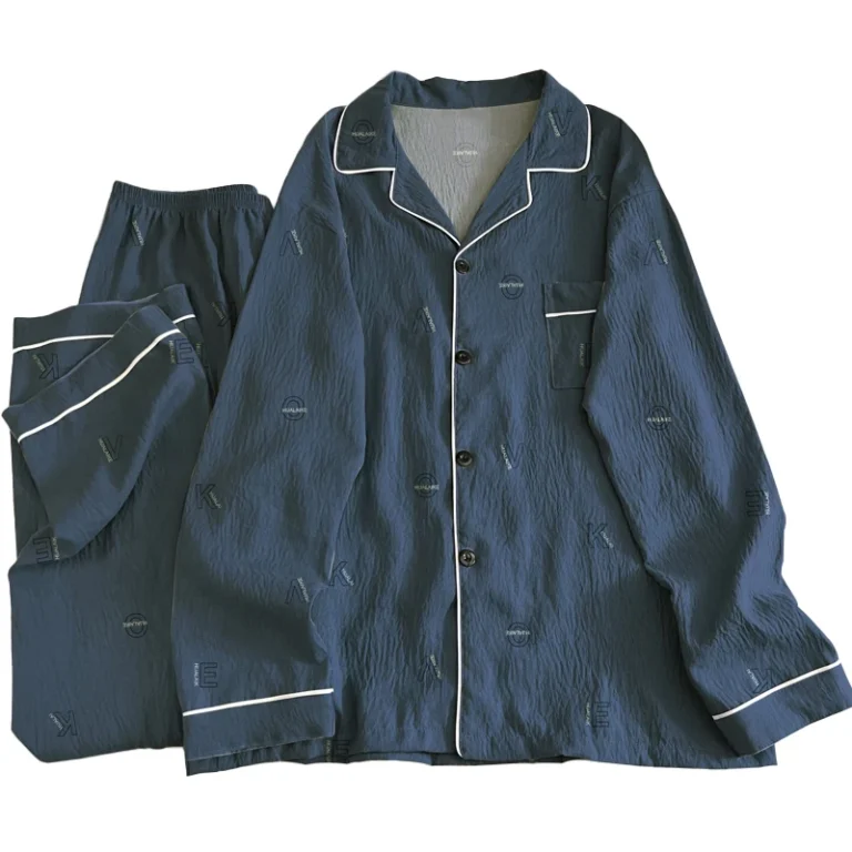Autumn-Casual-Comfortable-Long-sleeve-Pajamas-Oversized-Collared-Mens-Loungewear