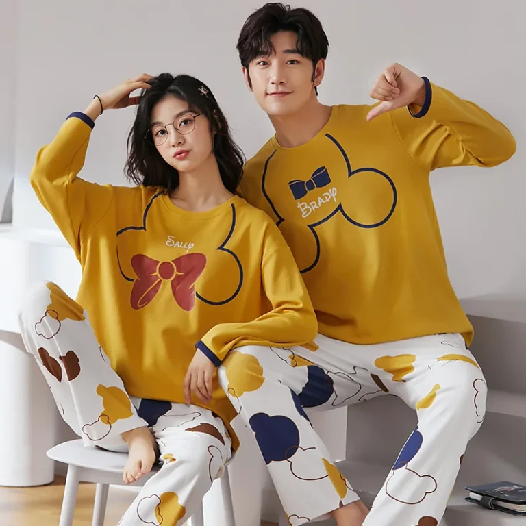 Autumn-Causal-Cartoon-Pyjamas-Women-Cotton-Sleepwear-Couple-Pajamas-for-Men-and-Women