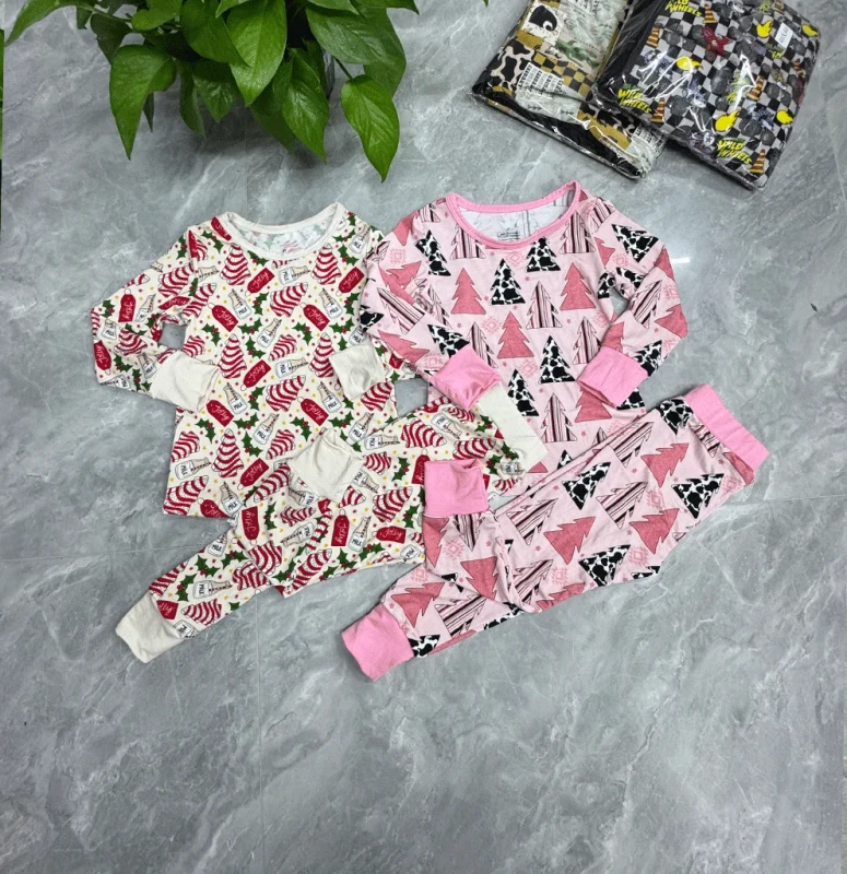 Autumn Character Print Safari Style Long Sleeve Matching Bamboo Fiber Pajama Romper Set