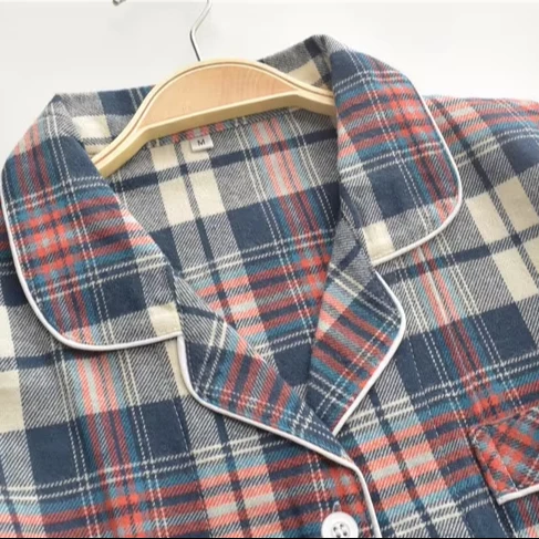Autumn Winter Cotton Velvet Casual Plaid Classic Collar Home Clothes Thickened Men's Pajama