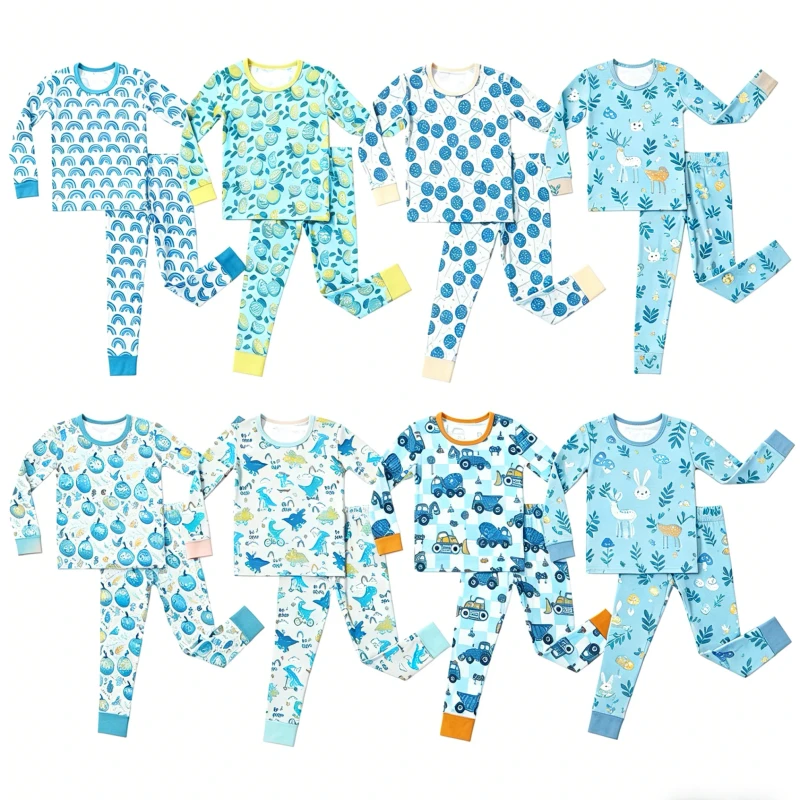 Baby Bamboo Casual Pajama Set 2 Piece Long Sleeve Quick Dry Breathable Pjs for Kids