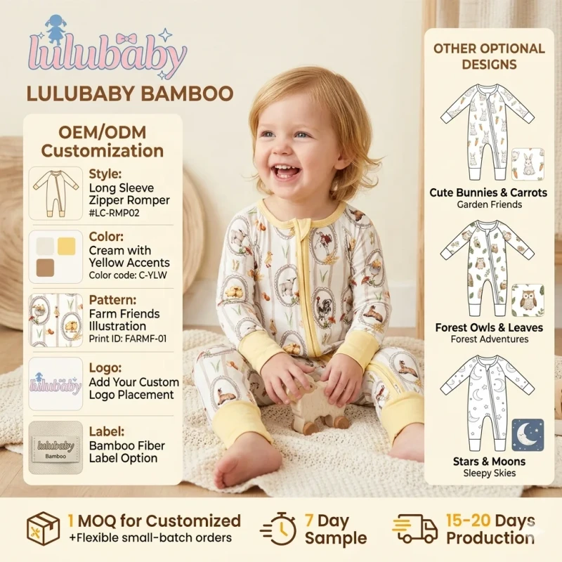 Baby Bamboo Zipper Romper Soft Breathable One Piece Pajamas Toddler Sleepwear