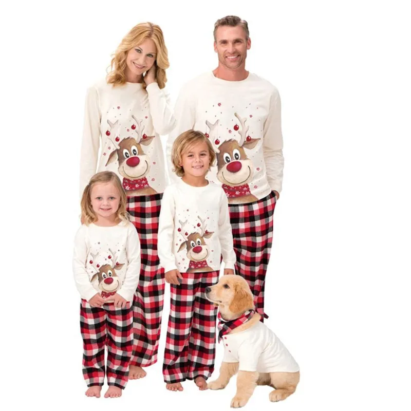 Baby Christmas Reindeer Digital Printing Long-Sleeved Pajamas Set Family Matching Outfits