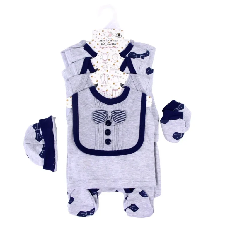 Baby-Clothes-8-Piece-100-Cotton-Unisex-Baby-Romper-Set-Snap-Buttons-Casual-Style-Spring-Season-Includes-Hat-Socks-for-Infants
