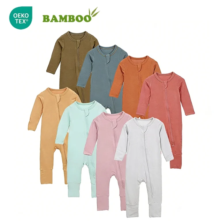 Baby-Clothes-Solid-Jersey-Infant-Zipper-Pajama-Infant-Bamboo-Baby-Romper