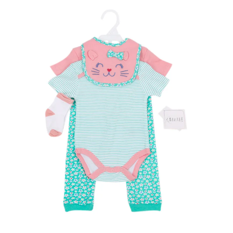 Baby Girl Animal Print 5 Pieces Cotton Romper Pant Bib Sock Newborn Baby Clothes Princess Girls Jumpsuit Pajamas Baby T shirt