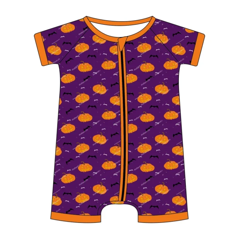 Baby-Girl-Short-Sleeve-Romper-Halloween-Romper-Cute-Pumpkin-Bat-Print-Bodysuit
