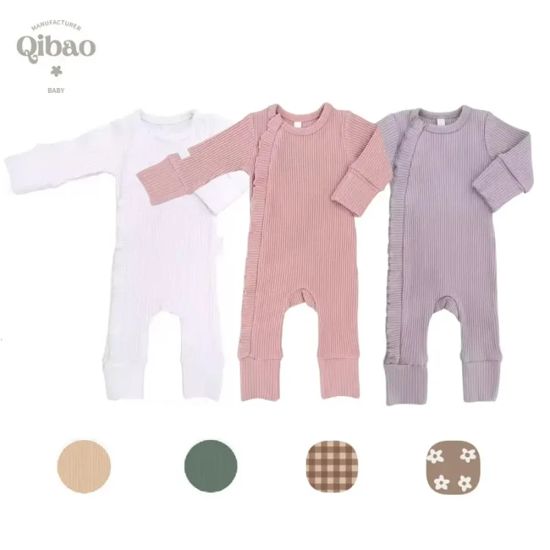 Baby Long Rompers Baby Bamboo Romper Onesie Rib Cotton Infant Clothing Rompers