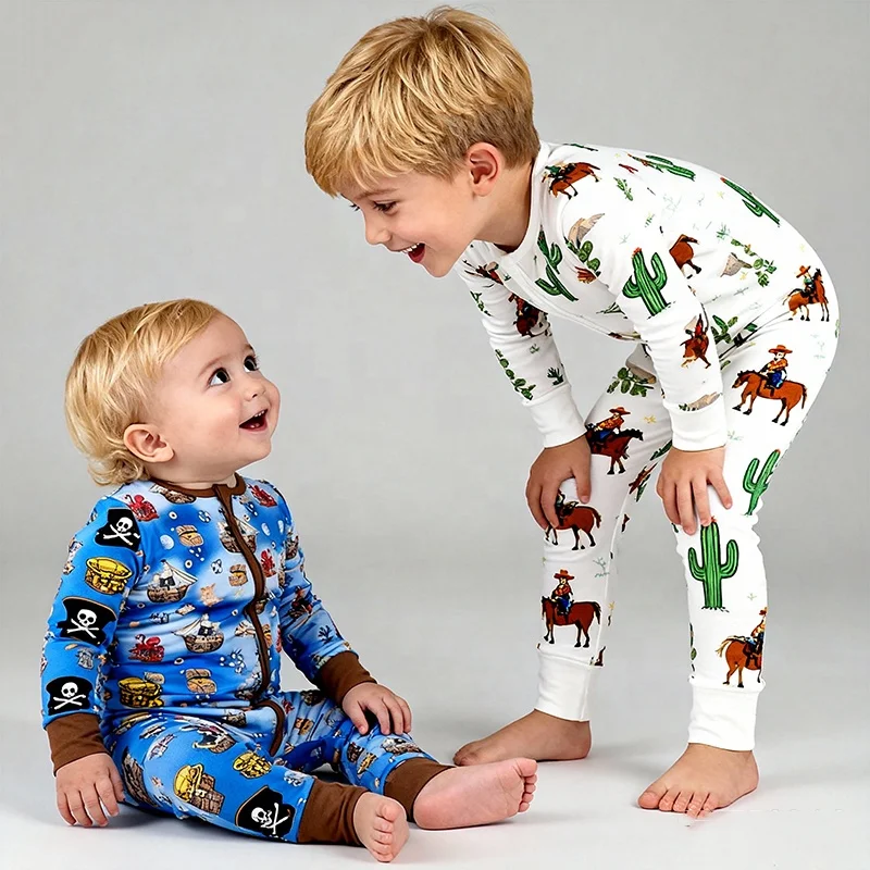 Baby Pajamas Set Bamboo Viscose Spring Long Shirt Toddler Kids Clothing Set