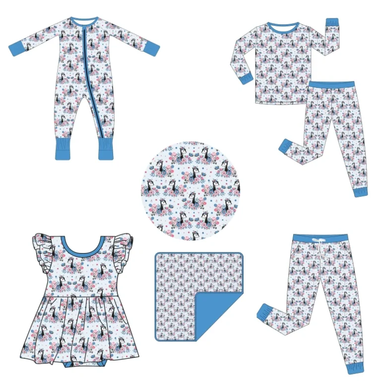 Baby-Rompers-Bamboo-Pajamas-Custom-Design-2pcs-Set-Jogger-Baby-Sleeper-Kids-Clothing