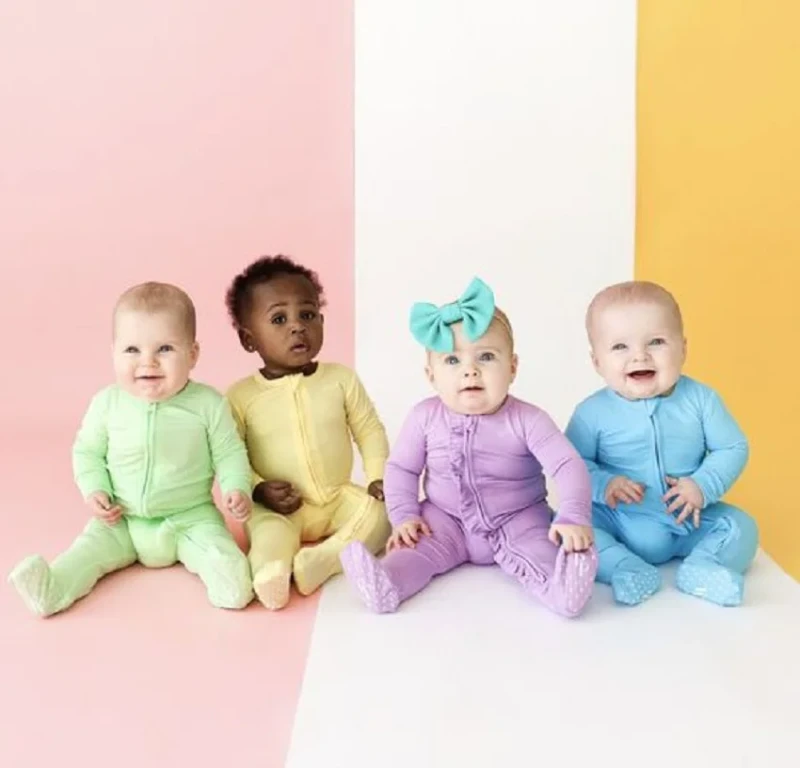 Baby Rompers Custom Print Baby Sleepsuit Twirl Dress Bamboo Footie Zipper Toddler Pajamas for Kids