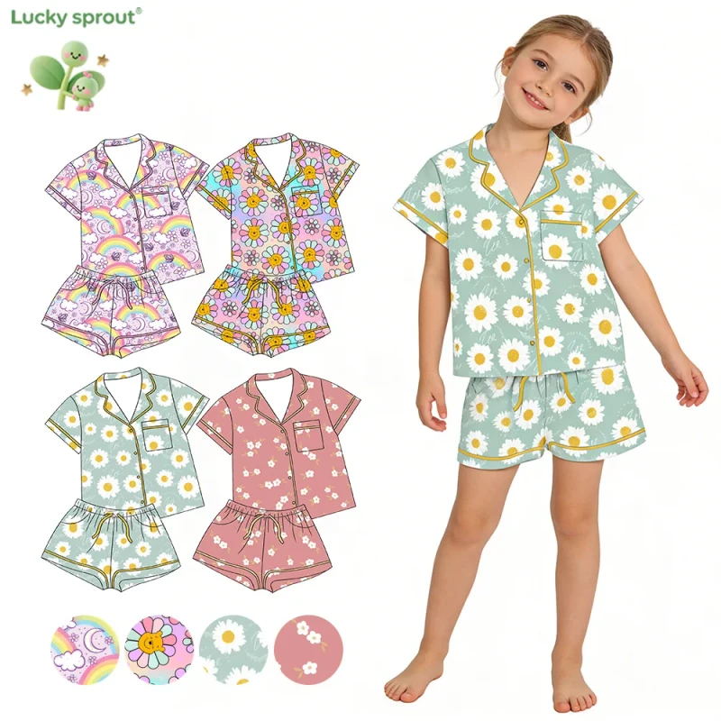 Baby Sleepwear Custom Print Short Sleeves Bamboo Baby Pajamas Set Kids Eco friendly Pjs