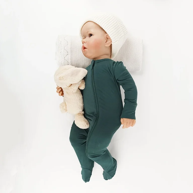 Baby-Toddler-Bamboo-Pajamas-Double-Zip-Closure-Forest-Green-Soft-Convertible-Footie-Romper-Unisex