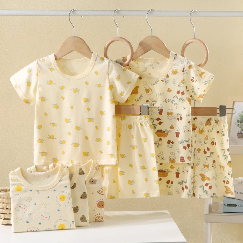 Baby & Toddler Girl Floral Pajamas Cotton Breathable Snug-Fit Short Sleeve Sleepwear Set 1-5Y