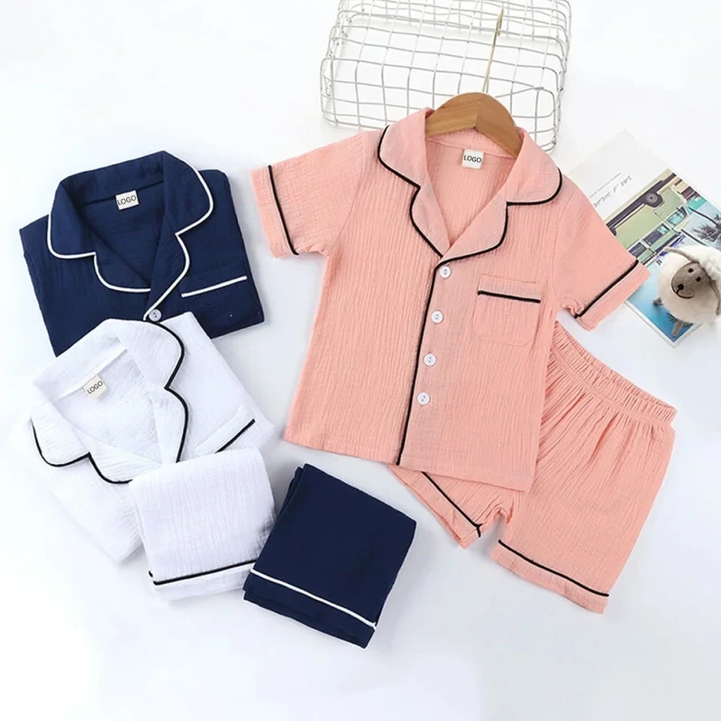 Baby and Toddler Girl Pajamas Plain Shirt & Shorts Sleepwear Organic Gauze Pajamas Pjs for Teen Boys and Girls