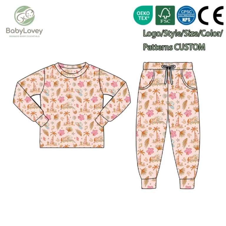 Babylovey-Custom-Printed-Bamboo-Family-Matching-Pajamas-Set-Breathable-for-Parents-and-Kids