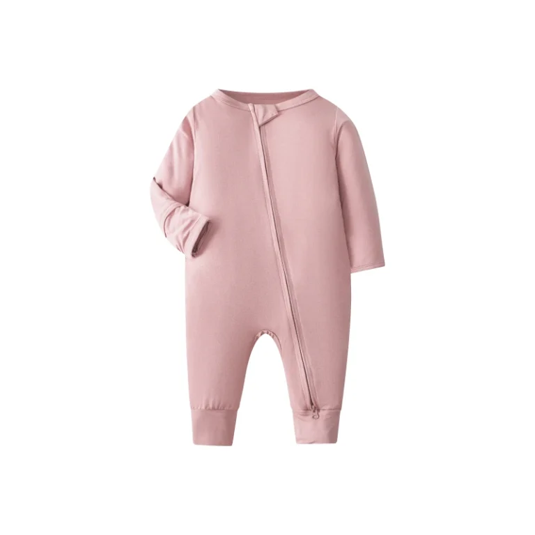 Bamboo-Baby-Long-Sleeve-Solid-Color-Zipper-Infants-Toddlers-Pajamas-Sleepwear-Baby-Clothes-Jumpsuit