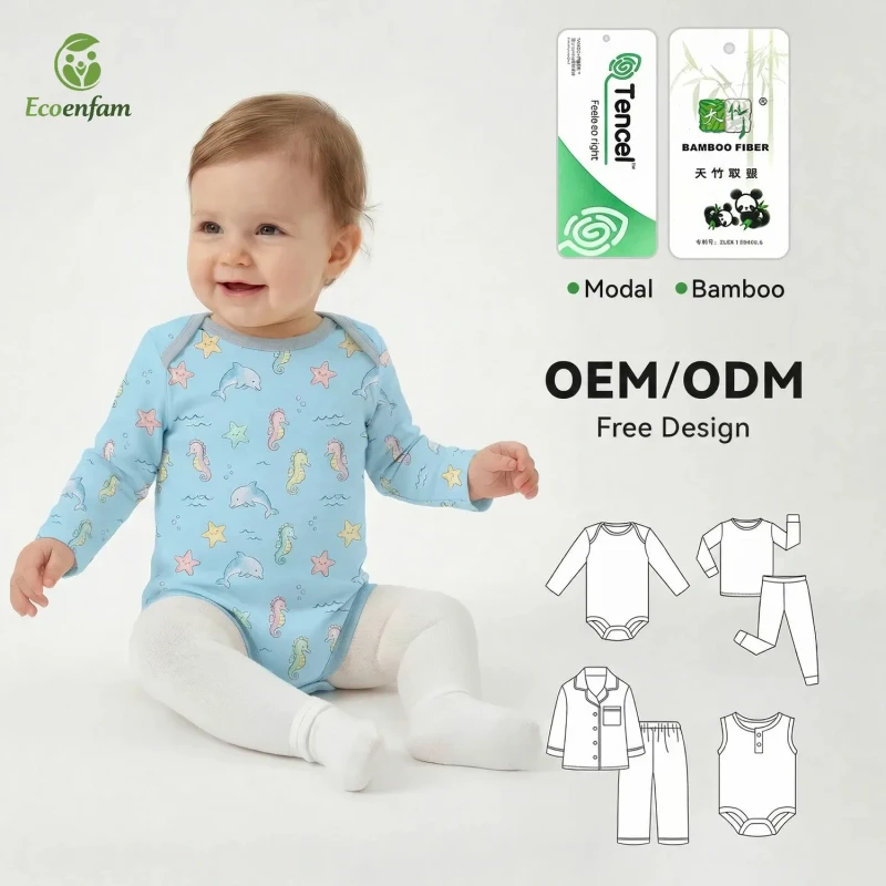 Bamboo Baby Pajamas Infant Girl Long Sleeves Heat Transfer Printing Sleepwears OEM ODM Baby Bamboo Clothes Manufacturer