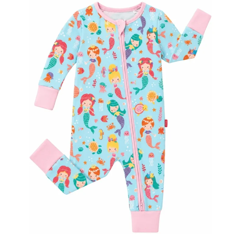 Bamboo-Baby-Romper-Two-Way-Zipper-Unisex-Sleepwear-With-Print-for-Toddler-Kids-Pajamas