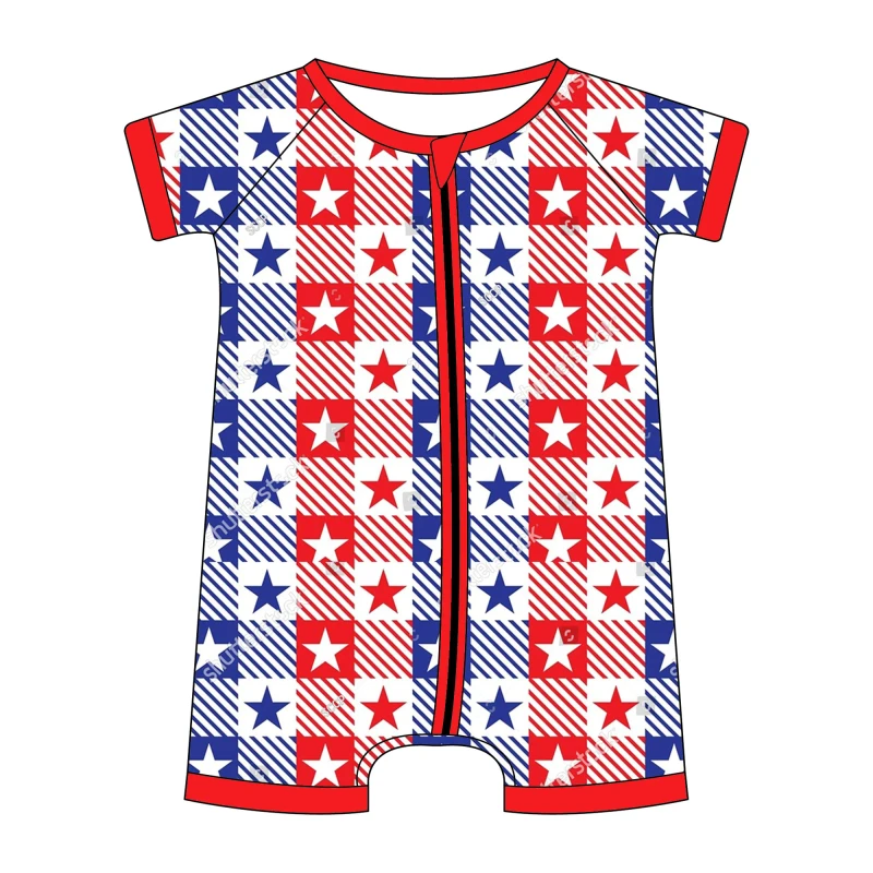 Bamboo Baby Shortie Pajamas 4th of July Short Sleeve Baby Clothes Set