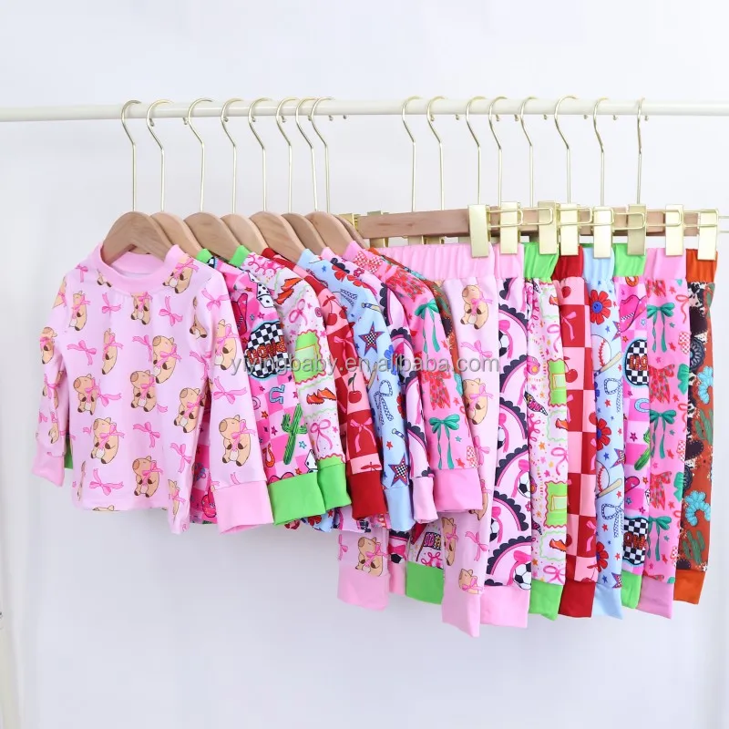 Bamboo Clothing High Quality Kids Pajamas Set Soft Two Piece Casual Set with Print Custom Toddler Pajamas Set